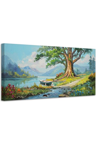 Emoda home Trove لوحة جدارية من قماش البحيرة، 60×120 سم، منظر طبيعي لشجرة خضر...