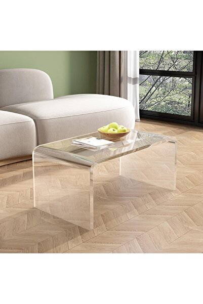 Slasa Modern Acrylic Side Table, Versatile Coffee & Bedside Table 30x30x60 cm