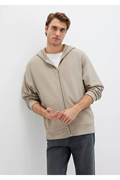 Mavi με κουκούλα Μπεζ φούτερ με φερμουάρ Loose Fit / Χαλαρή Άνετη Κοπή 0S10520-70154