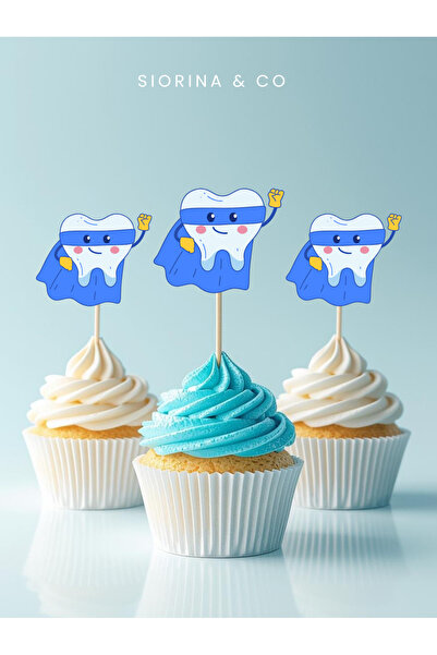 Siorina Co & Event İlk Dişim Çıktı Kürdan Süsleri Cupcake Kürdanı Erkek Diş B...