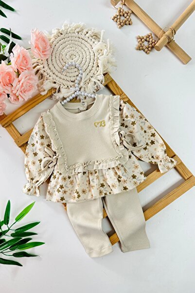 Minigimin Cicileri طقم مكون من قطعتين للفتيات الصغيرات من Miniğimin، مزين بتف...