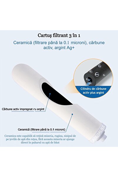 AquaBliss Filtru apa potabila AQUABLISS® Angel, Inox, montaj in 2 minute, 4000 l, Testat DSP