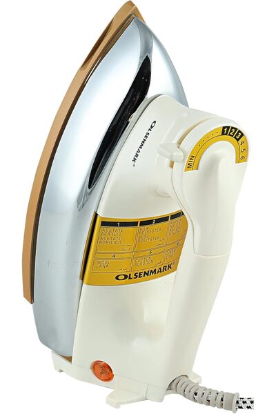 Olsenmark Handheld Dry Iron 1200W OMDI1741 - Non-stick Golden Teflon Soleplate (White/Silver/Gold)