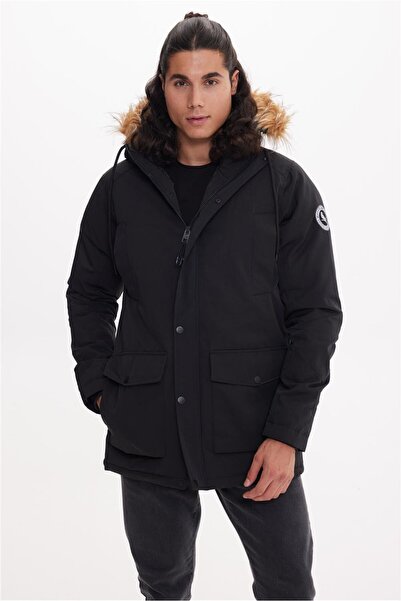 The Crow Canada Hooded Black Men's Fur Coat