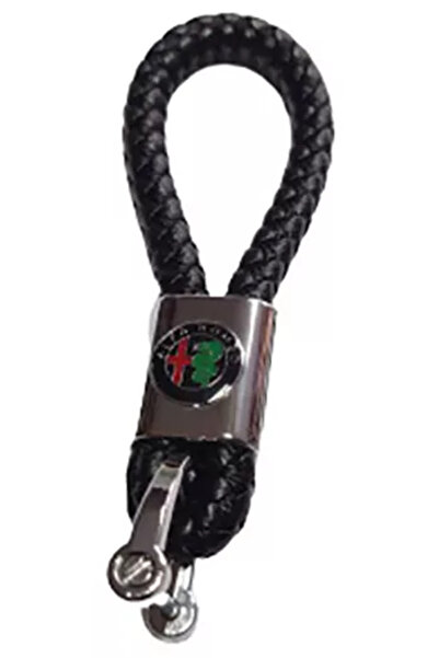 Alfa Romeo Metal keychain with braided leather and logo