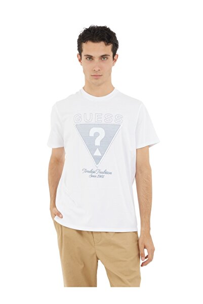 Guess Ανδρικό μπλουζάκι Ss Bsc Timeless με κανονική εφαρμογή