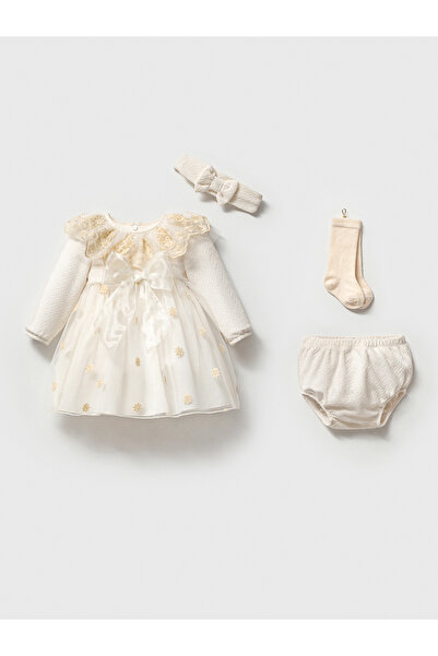 Mert Baby Luxury Dress Set with Lace Bow and Gift Box