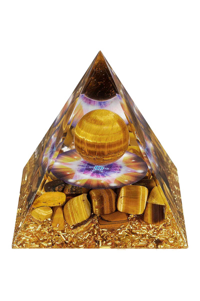 craftmystic Orgonic Pyramid 8 cm with Sphere and Tiger Eye crystals: Attracts...