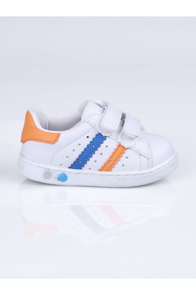 teo-kids T.07 First Step Sports Shoes-White-Orange - 25
