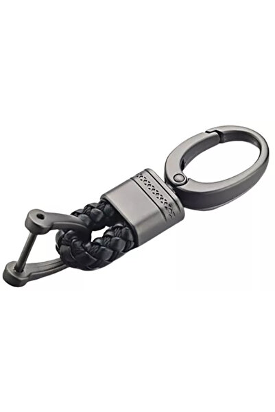 Vtk Μεταλλικό μπρελόκ με πλεκτό μαύρο δέρμα