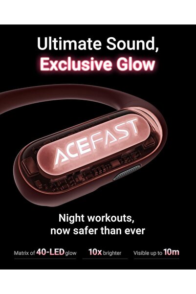 Acefast AceFit Pro Open-Ear Headphones, Bluetooth 5.4, 30H Playtime, IP54, Night Safety Mode
