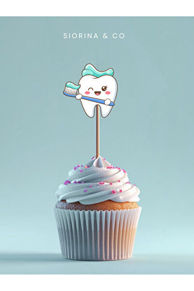 Siorina Co & Event İlk Dişim Çıktı Kürdan Süsleri Cupcake Kürdanı Bebek Diş B...