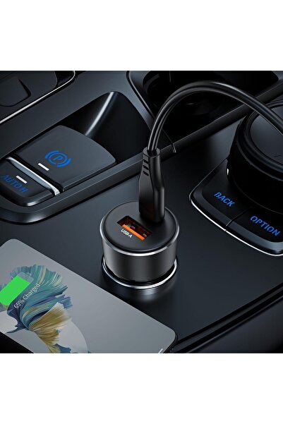 Acefast 60W Dual-Port USB-C Car Charger with Voltage Display (PD3.0/QC3.0)