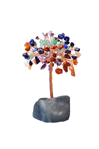 craftmystic Copacel 12-13 cm realizat din 7 pietre Chakra și bază de cristal ...