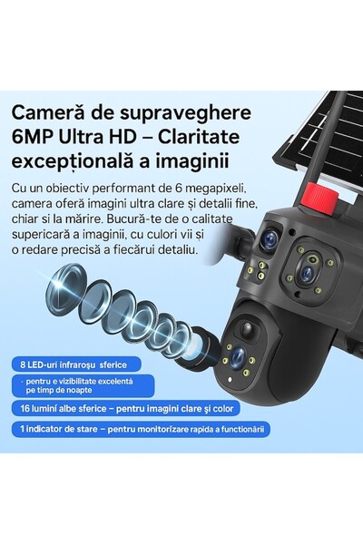 stuffix 4G Solar Security Camera, 4K Ultra HD, Black, 8000 mAh Battery, 64GB Card Included