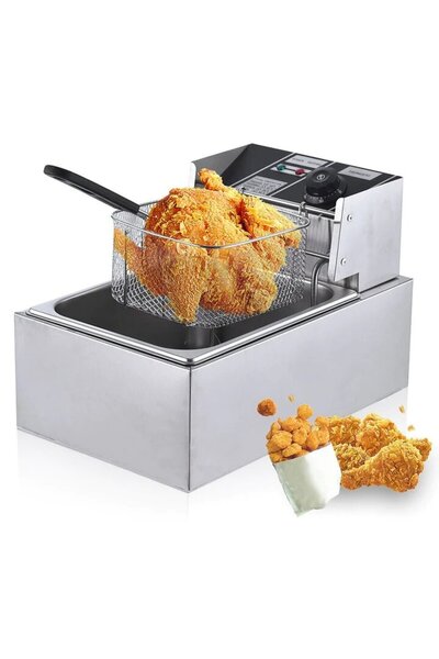 stuffix Electric Deep Fryer 6L Stainless Steel 2500W for Professional or Personal Use
