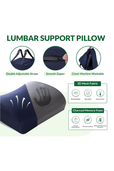 EHOME Memory Foam Seat Cushion & Adjustable Lumbar Pillow Set - Back Support For Office, Car, Wheelchair