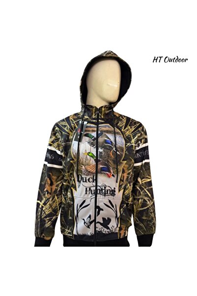 HT Outdoor Μπουφάν με φερμουάρ με σχέδιο καλαμιού και φιγούρα πάπιας