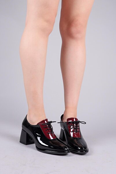 Birikon Matre Lace-Up Patent Leather Heeled Shoes Black