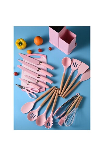 SYNO 19-piece kitchen utensil set with cutting board & storage holder, metal/plastic, non-slip handles, p