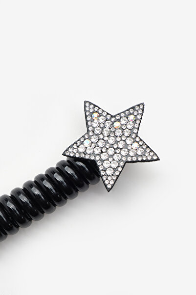 Le Mabelle Black Glitter Star Figured Girl's Pasta Buckle