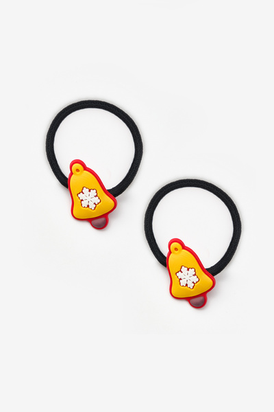 Le Mabelle مجموعة مشابك مطاطية للفتيات بمناسبة العام الجديد مع شكل جرس أصفر