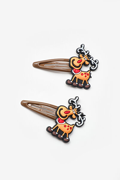 Le Mabelle Girl's New Year Snap Buckle Set with Brown Deer Figure