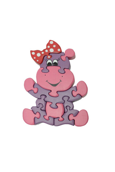 OEMN Puzzle din lemn cu hipopotam și arc (LUCUT MANUAL)