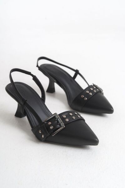 FEMME حذاء Aisha نسائي بكعب ستيليتو ومقدمة مدببة وحزام خلفي مفتوح