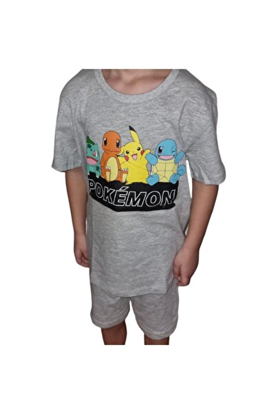 Pokémon Children's T-shirt, Pikachu and Friends, short sleeve, 12 years/152 cm, grey