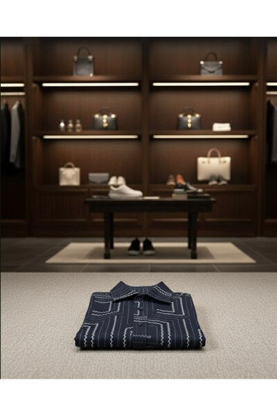 YusGos Long Sleeve Patterned Cotton Easy Iron Regular Fit Men's Stretch Fabric Winter Shirt