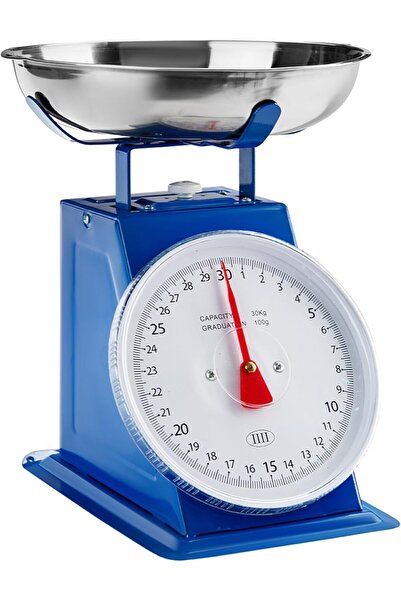 Lawazim ميزان مطبخ ميكانيكي - 30 كجم، أزرق (متين، تناظري، منصة قابلة للإزالة)
