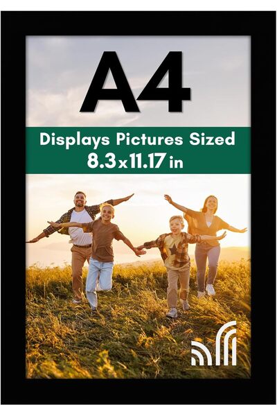Americanflat A4 Black Picture Frame - Engineered Wood, Shatter-Resistant Glas...