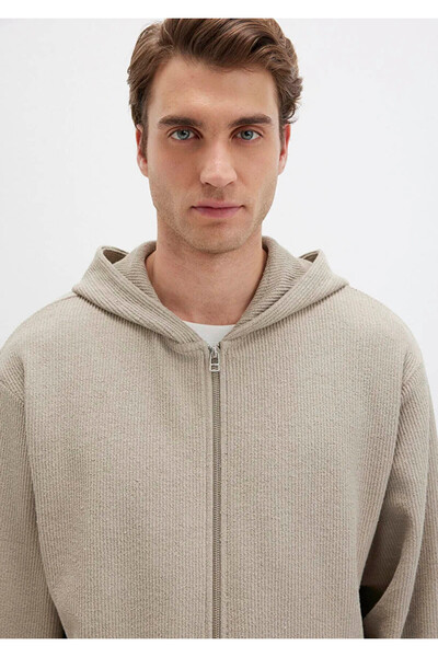 Mavi με κουκούλα Μπεζ φούτερ με φερμουάρ Loose Fit / Χαλαρή Άνετη Κοπή 0S10520-70154