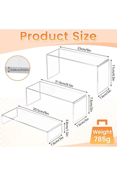 Slasa Transparent Acrylic Display Riser Stand – Multi-Tier Shelving for Home & Retail