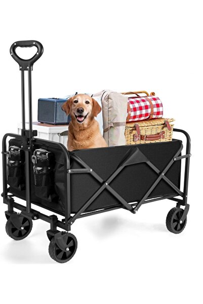 RUIXZSS Garden Cart Foldable, Heavy Duty Beach Folding Wagon Cart with Wheels, Large Capacity Portable