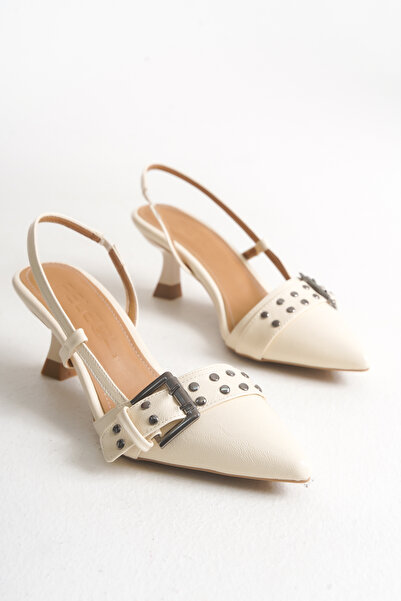 FEMME Aisha Women's Stiletto Pointed Toe Belt Detailed Slingback Heeled Shoes