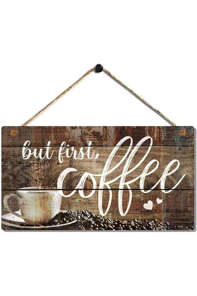 Generic Classic 'But First, Coffee' Wooden Sign for Kitchen & Office - Wall Hanging 15x30 cm