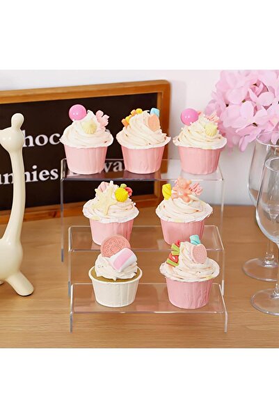 Slasa 5 Acrylic Display Risers, Clear Stands for Perfumes, Figurines & Home Office Use