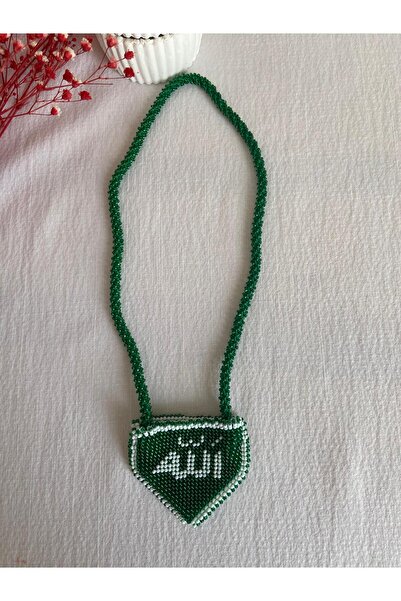 Handmade KUM BONCUK EL İŞİ YEŞİL BEYAZ BÜYÜK BOY MUSKALIK KOLYE