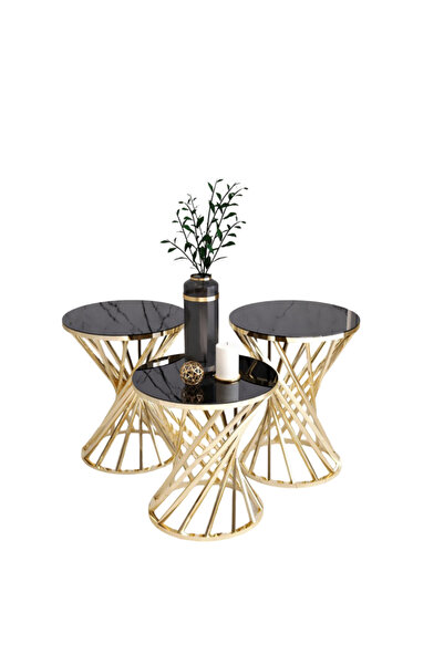 Ekübya Home Yelpaze 3'lü (Üçlü) Zigon Sehpa Takımı