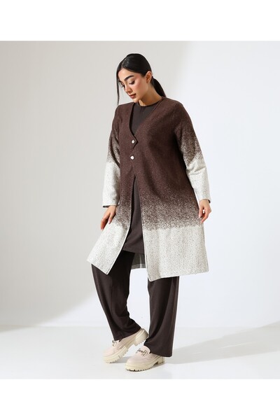 Fi'l Arz Fashion Button Closure Knitted Jacket Three Piece Set