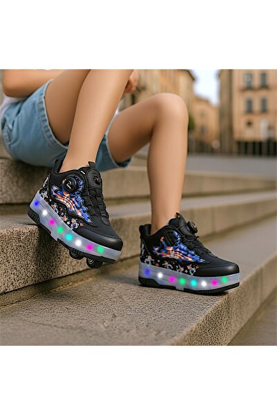 RGV Lights On-Off Button Children's Roller Skates, Comfortable Sports Shoes with Orthopedics 4-Wheel Roller Skates