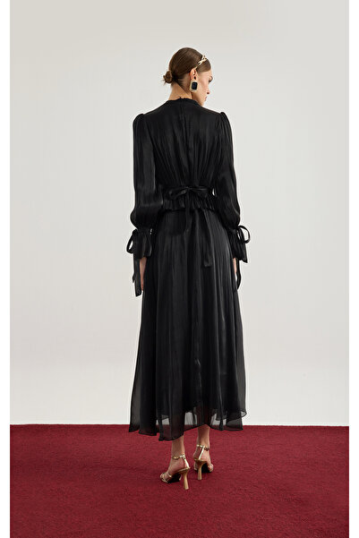 Birgül Bektaş Plum Ruched Detail Janjan Dress