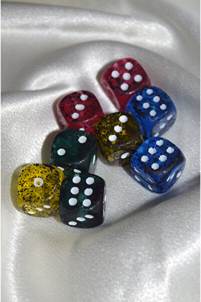 DiceLand 8'li 16mm Renkli Okey Zarı Seti (Kese Hediyeli) - Özel Üretim Zar Seti