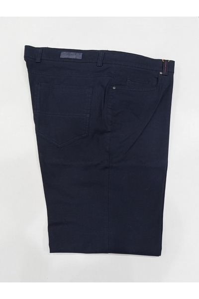 RATEKS Plus Size Denim Pocketed Wide Fit Seasonal Men's Pants Navy Blue