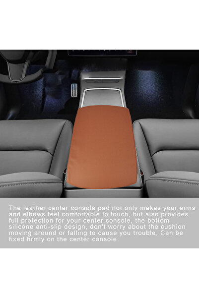 AGC Brown Leather Car Center Console Armrest Cushion Pad – Comfortable, Anti-Slip & Protective Cover