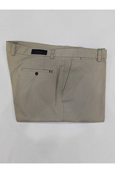 RATEKS Plus Size Solid Textured Wide Fit Seasonal Men's Pants Beige