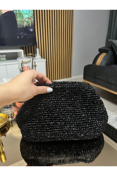 MODA Siyah Gece Çantası Abiye Çanta Portföy Şık Çanta Gizli Burslu Çanta Siml...