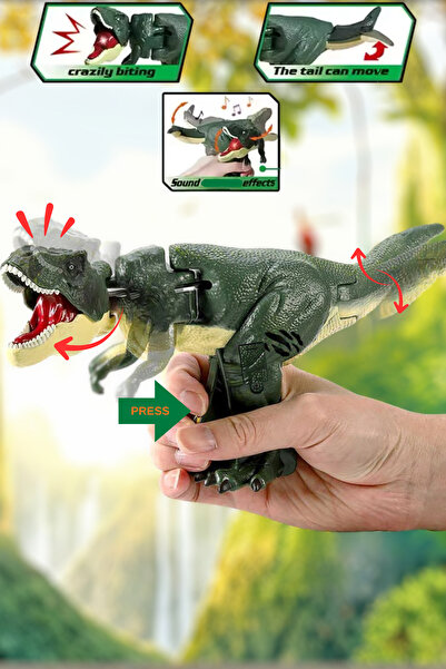 TUENGİ STORE Gerçekçi T-rex Basma Mekanizmalı Hareketli Sesli Kükreyen Oyunca...